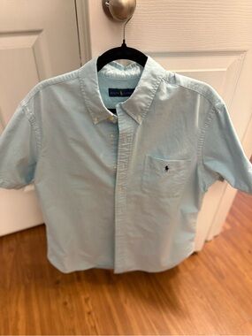 Ralph Lauren Light Blue/aqua Short-Sleeve Button-Down Shirt